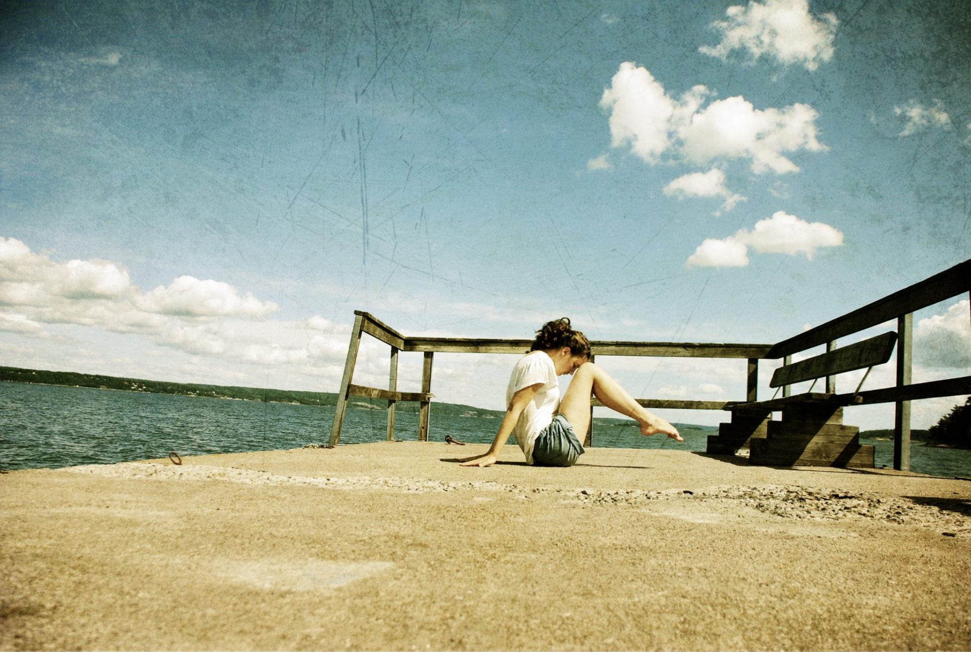 girl posing near beach